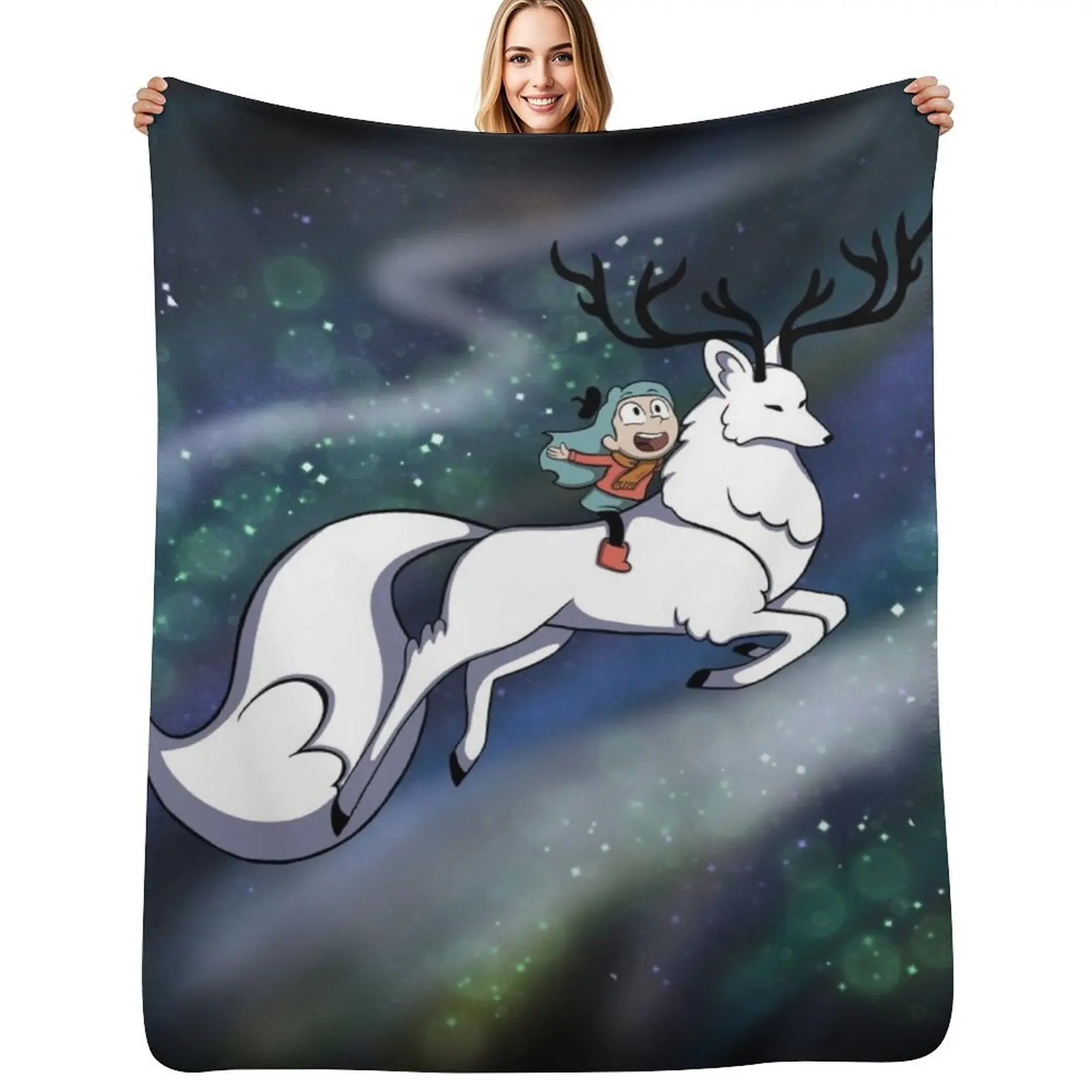 

Hilda & Alpha Deer fox Throw Blanket Cozy Throw Blanket Birthday Gift for Him Her