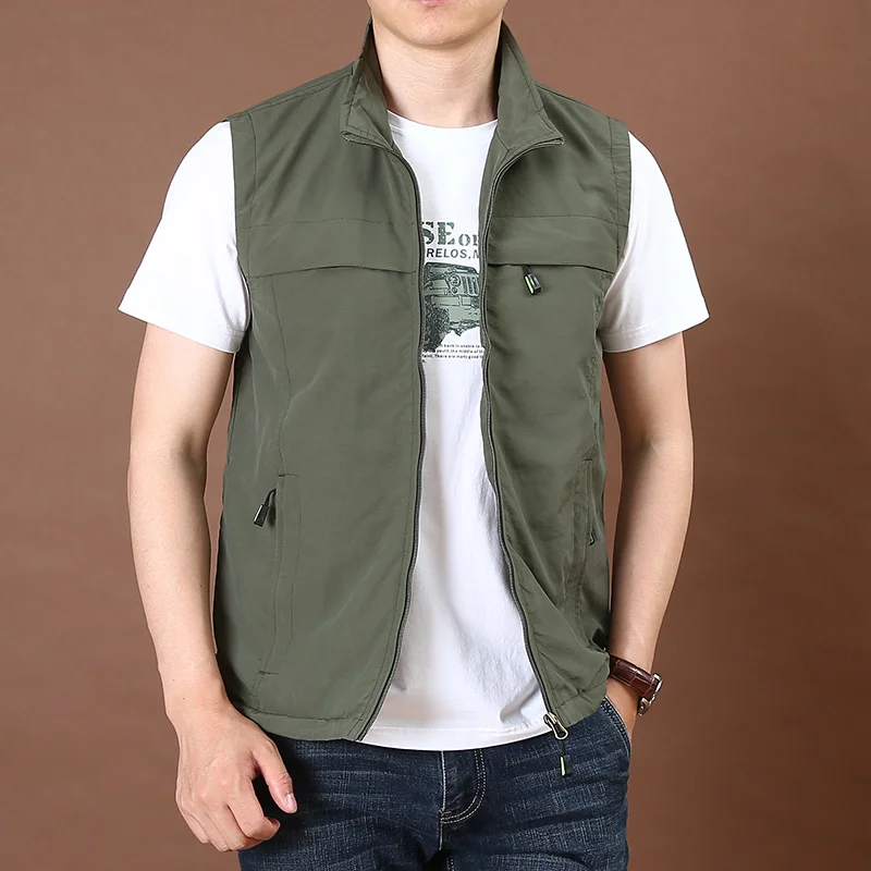 

Work Vest Men Summer Sleeveless Jackets MAN Camping Hunting Coat Mesh Parka Tactical Jackets Fishing Clothing Jacket Denim Cool