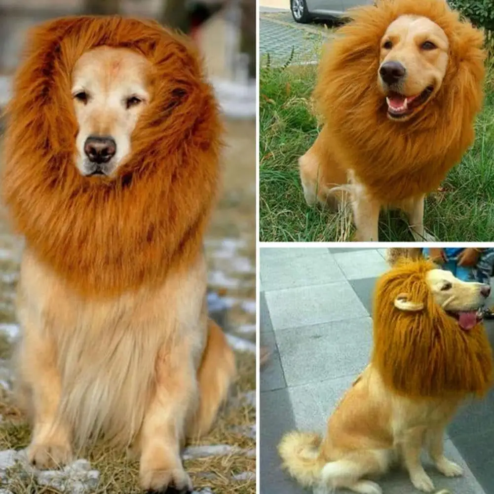 Realistic Dog Mane Costume Soft Faux Fur Dog Lion Mane Costume with Adjustable Head Circumference for Pet Halloween for Medium