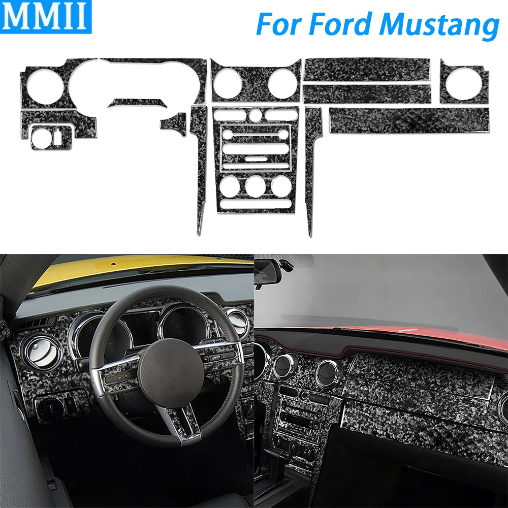 

For Ford Mustang 2005-2009 Forged Carbon Fiber Central Control Dashboard Panel Set Trim Cover Car Interior Accessories Sticker