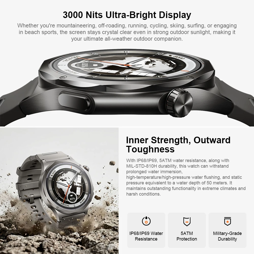 Versión para la UE del reloj inteligente OPPO Watch X3 con Wear OS by Google, monitorización del sueño, autonomía de 16 días, monitorización de la saturación de oxígeno en sangre (SpO2) e IP69; compatible con 5