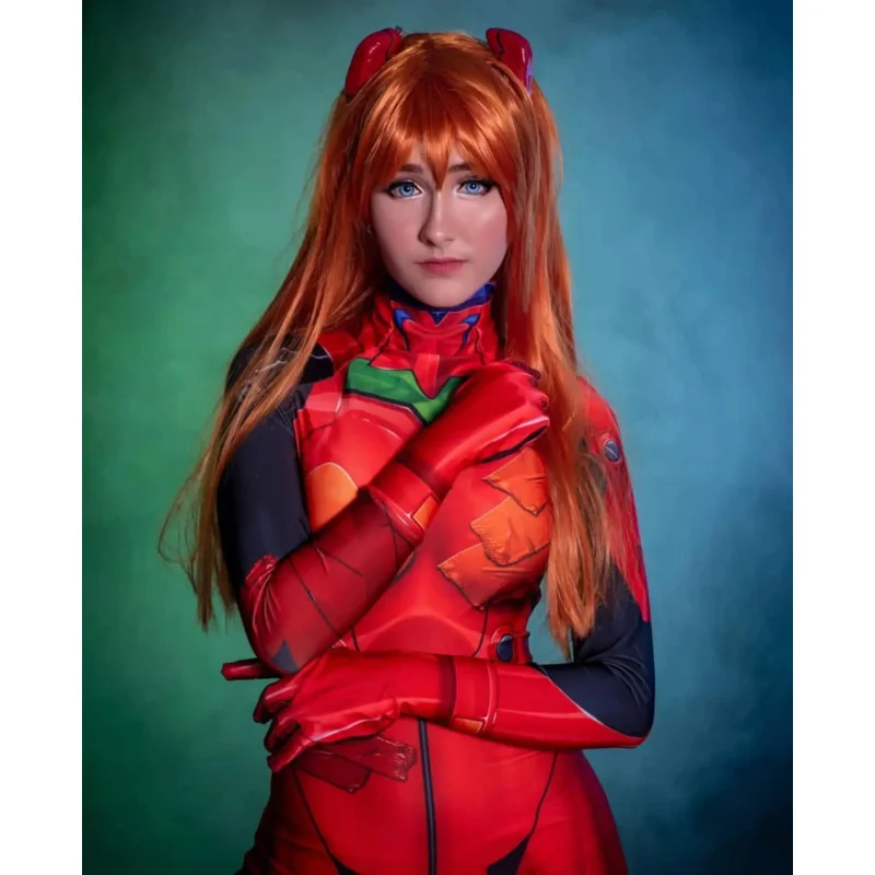 2025 New Halloween Woman Cosplay Costume Zentai Fullbody Anime 3.0 Asuka Langley Soryu Jumpsuits Suit Bodysuit Adults abc