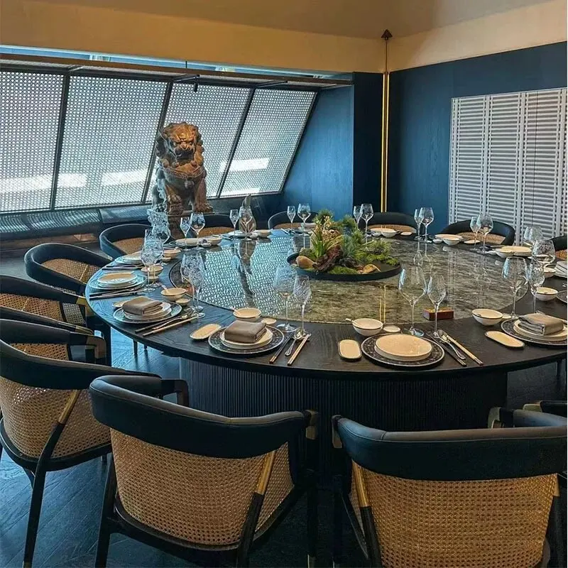 

Hotel dining table large round table electric hotel rock slab box restaurant special 20 people hot pot table 2 meters 3 custom