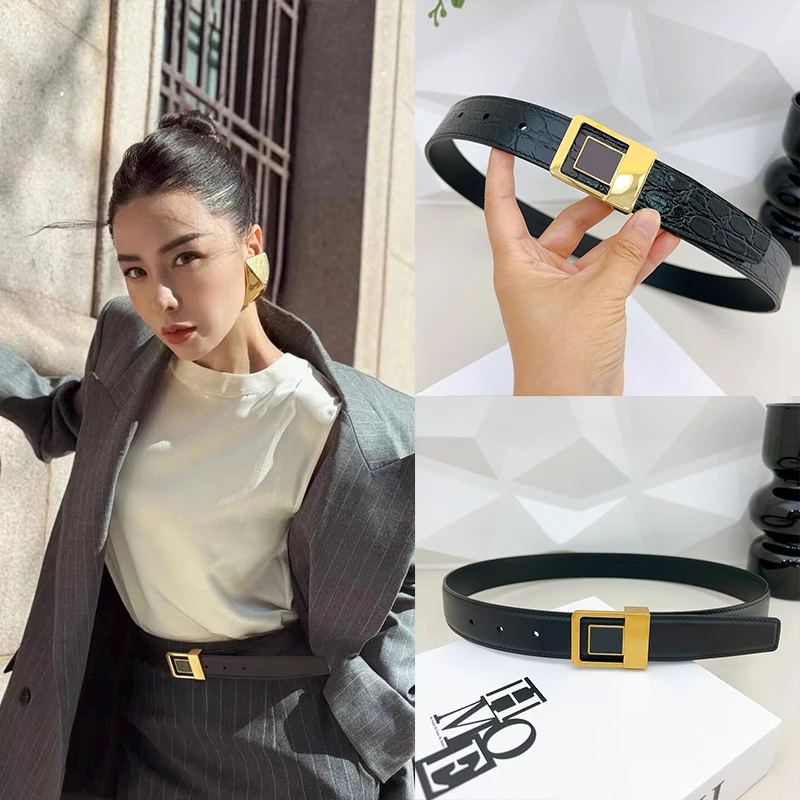 Fashionable Ladies Decorative Belt for Jeans Skirts Shirts Genuine Leather Belt Stylish All-Match Width 3cm Spring New Arrivals