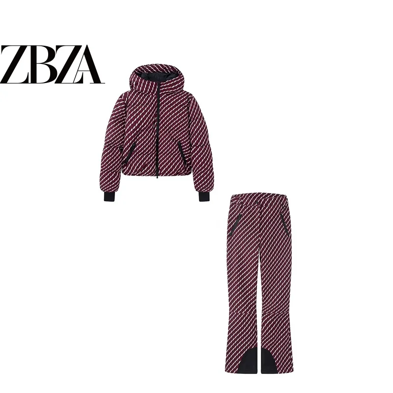 Conjunto de Ropa de Invierno para Mujer, Chaqueta con Capucha y Pantalones Largos de la Serie Snow, con Detalles Técnicos y a...