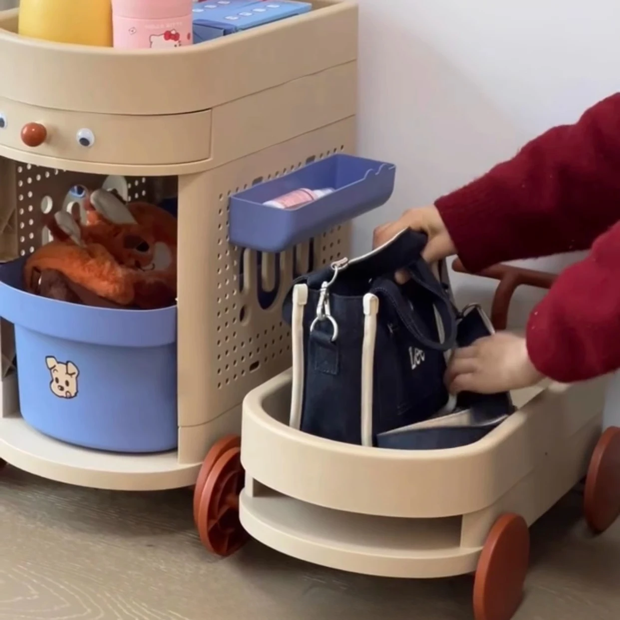 trolley lightweight mobile storage rack multi-layer drawer type  snack schoolbag rack high value