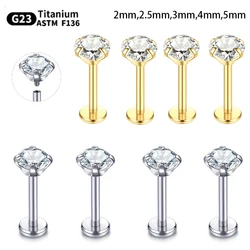 10Pcs Titanium Labret Lip Mouth Piercing Zircon Gem Tragus Pircing Helix Conch Rook Lobe Stud Ear Cartilage Earrings Jewelry