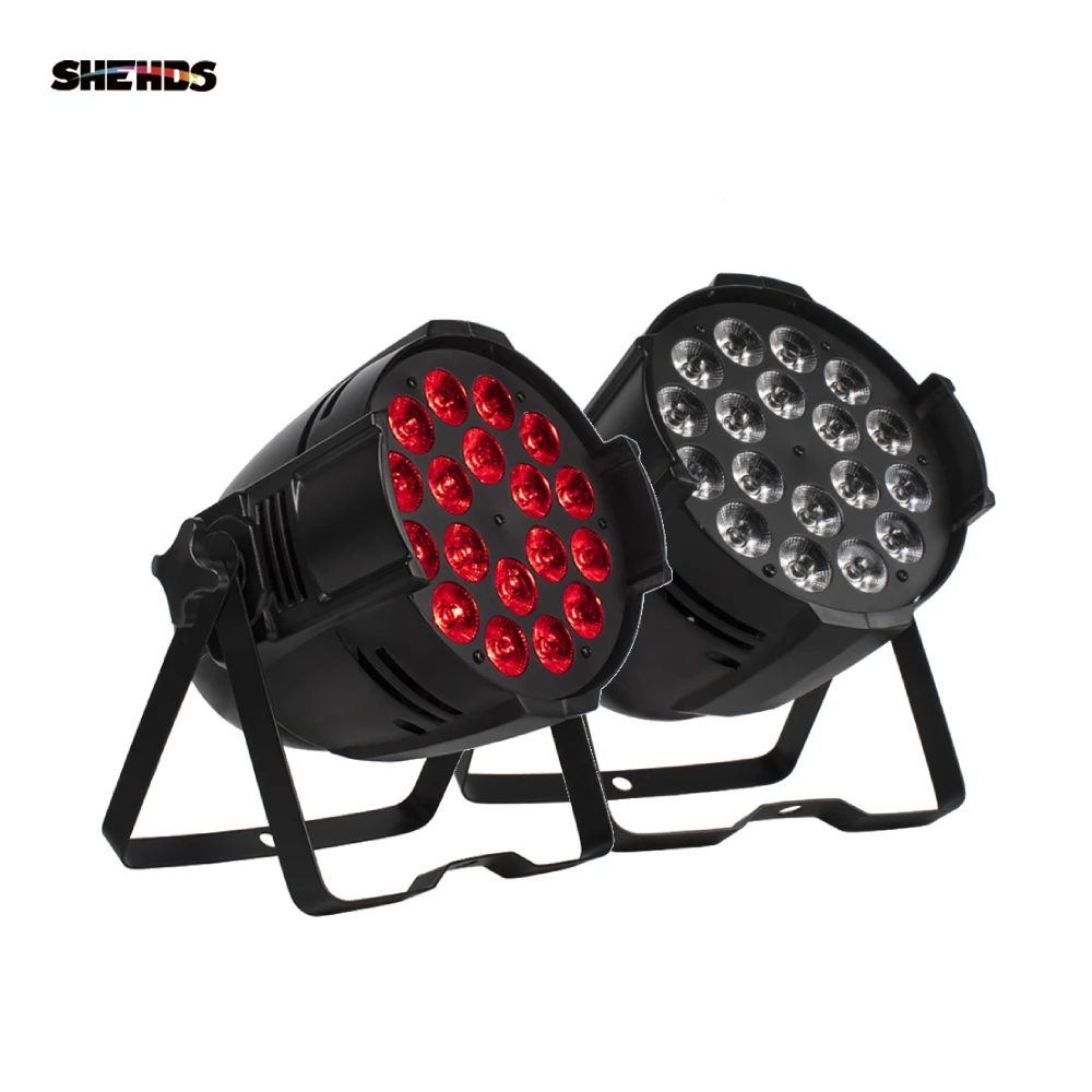 SHEHDS 2pcs LED Aluminum Alloy 18x18W RGBWA+UV 18x12W RGBW Par Lighting DJ Disco Christmas Decoration Bar Theaters