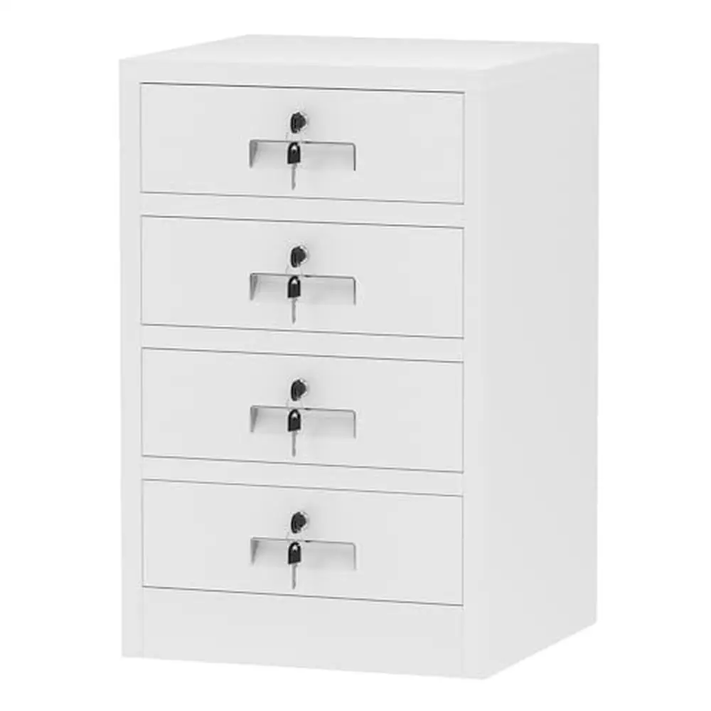 

Metal Storage Cabinet Lockable Drawers Home Office Bedroom Living Room Organization Stackable Top Adjustable Feet White Medical