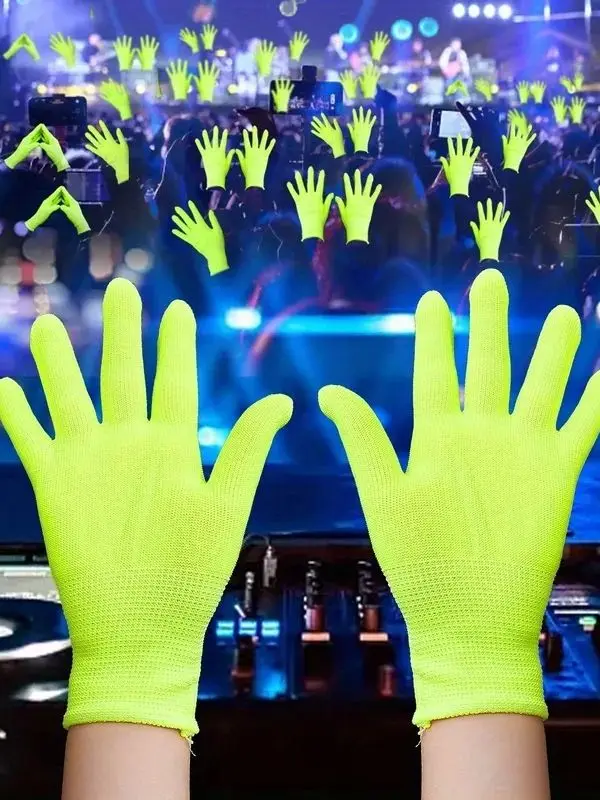20 Paar leuchtende Partyhandschuhe für Weihnachten – UV-reaktives Neon-Grün, geeignet für Blacklight-Partys, Bar-Events und Erwachsenenfeiern – langlebiges Polyester-Leuchtzubehör, federfreie Konstruktion, Halloween-, Weihnachts- und Party-Spielzubehör – Detail 5