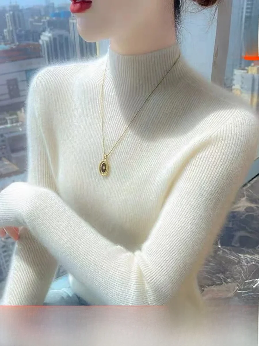 

Женский трикотажный свитер Ele с высоким воротником, облегающий, с защитой от катышков, осенне-зимний, новый, для ношения под одеждой