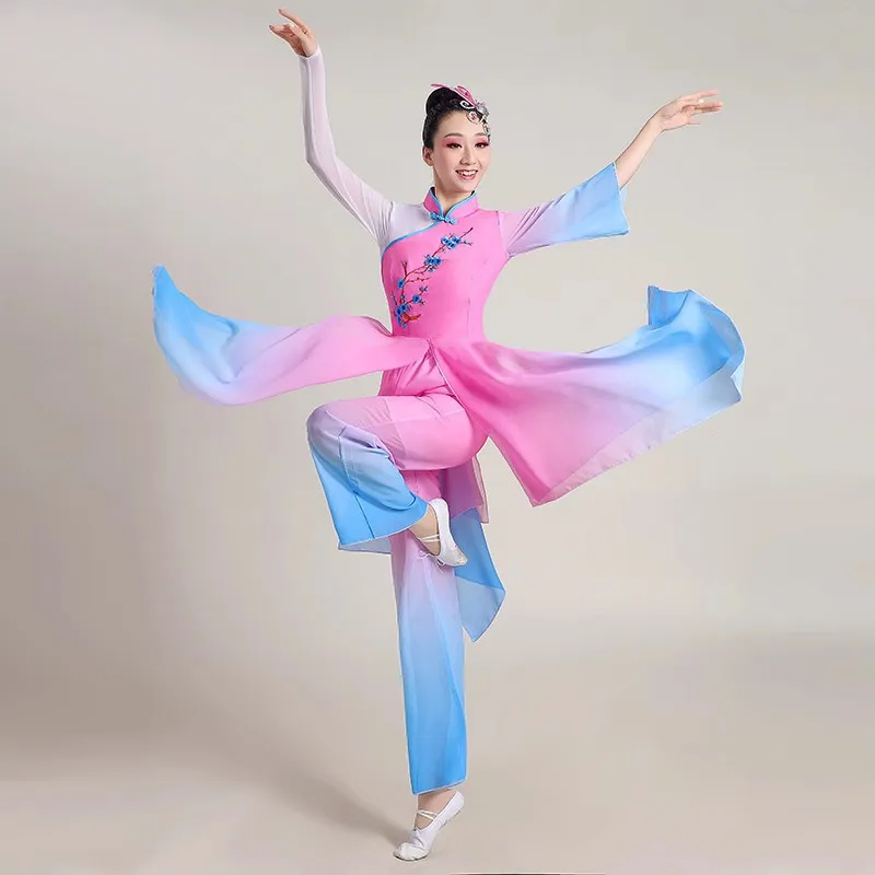New 2024 Dance Umbrella Dance Performance Costumes Ethnic Dance Yangko Costumes Modern Dance Classical Dance Costumes for Women