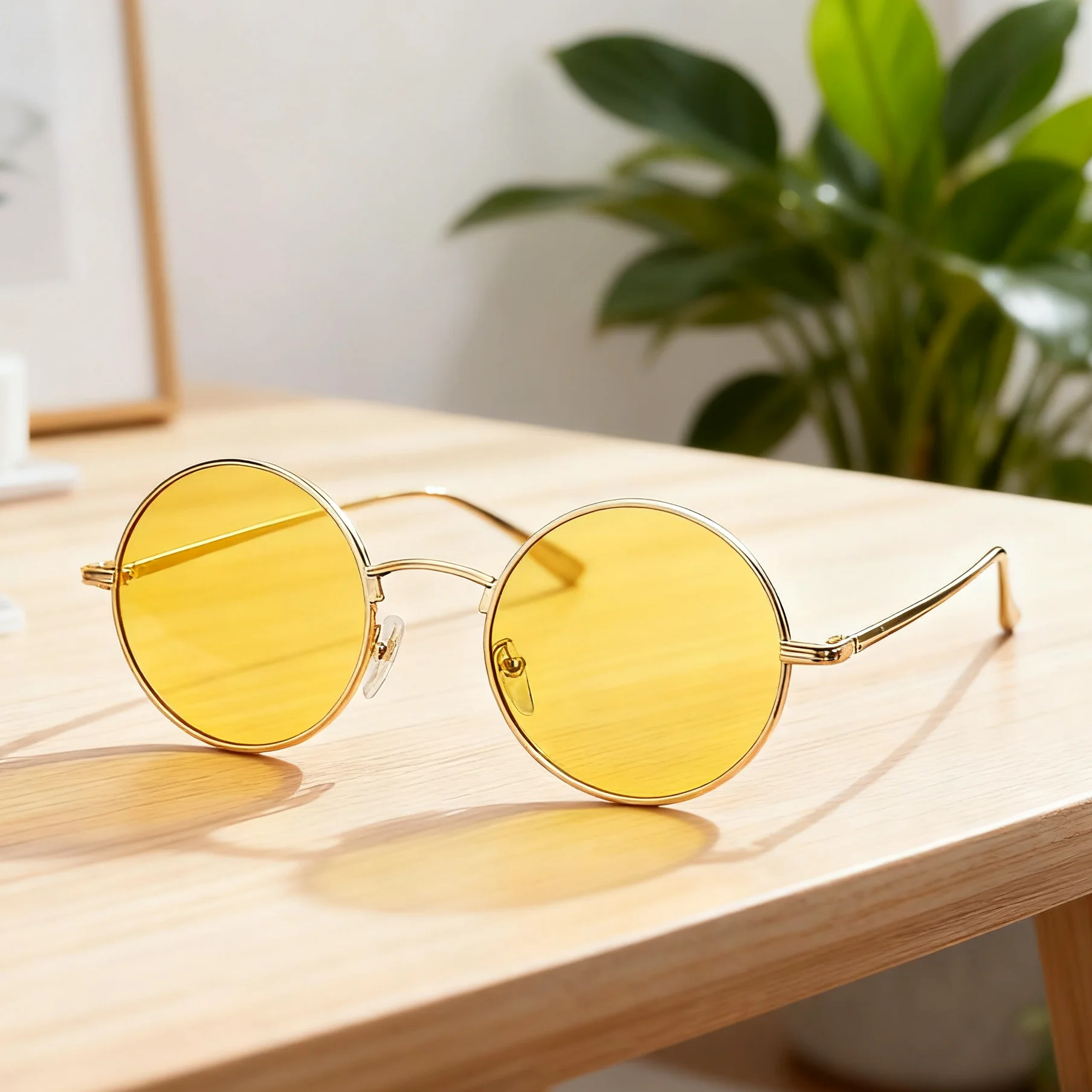 DOKLY New Fashion Yellow Round Sunglasses Real UV400 Women Vintage Sunglass Round Eyewear Yellow lens