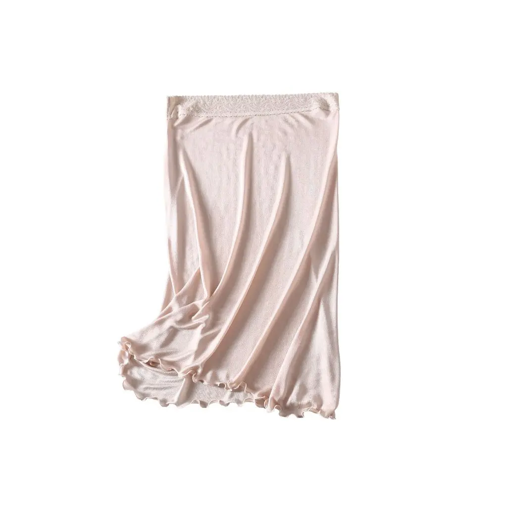 

High-End Silk Women's Skirt Lace Knitted Petticoat Base Nightdress Elegant Fashionable Ladies' Half Skirt