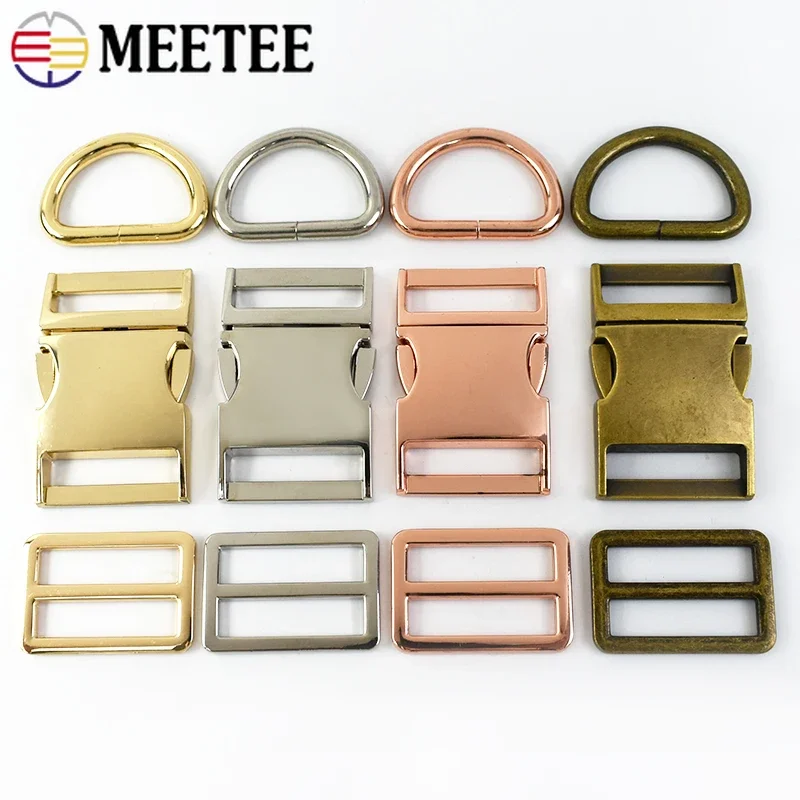 

1/2Set 15-38mm Metal Backpack Strap Buckle Quick Side Release Buckles D Ring Tri Glide Slider Adjuster Clasp DIY Bag Accessories