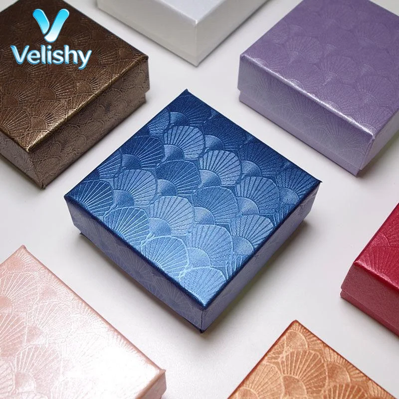 5Pcs Portable Jewelry Packaging Boxes 7x7cm Smooth Cardboard Storage for Necklace Earring Bracelet Short Trip