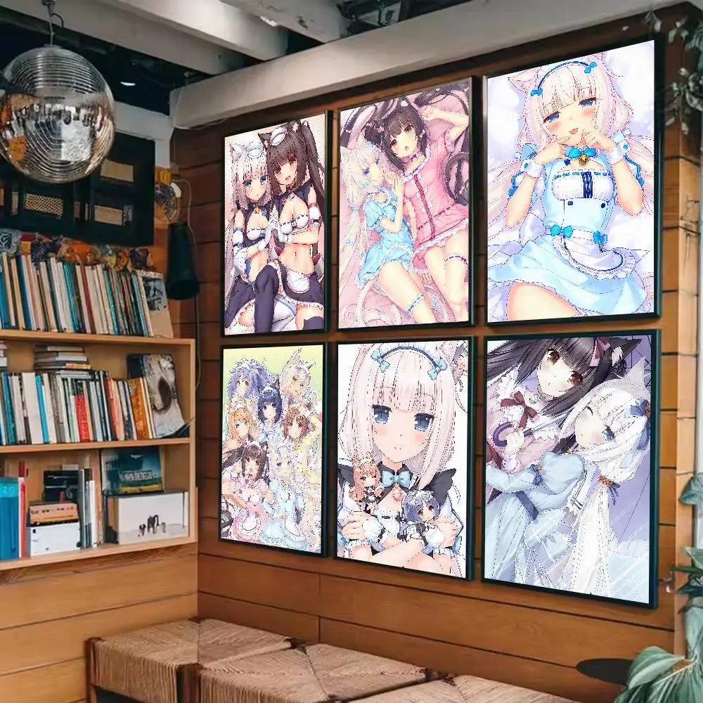 Kawaii Nekopara Chocola Vanilla Anime Girl Classic Poster HD Anime Hot Theme Singe Waterproof Self-Stick Home Decor