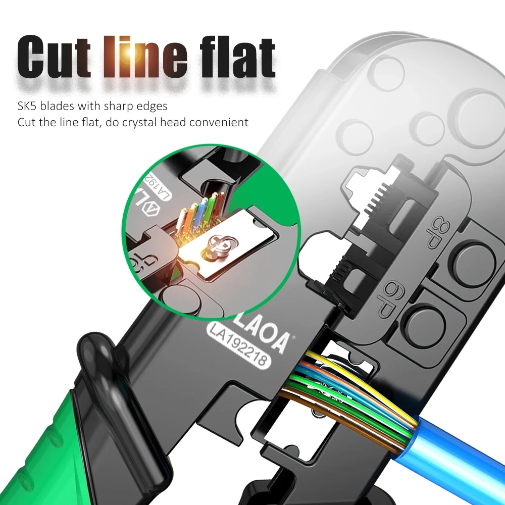 LAOA RJ45 Crimping Tool Ethernet Network LAN Cable Crimper Cutter Stripper Plier for 6P 8P Crystal Head Pressing Pliers