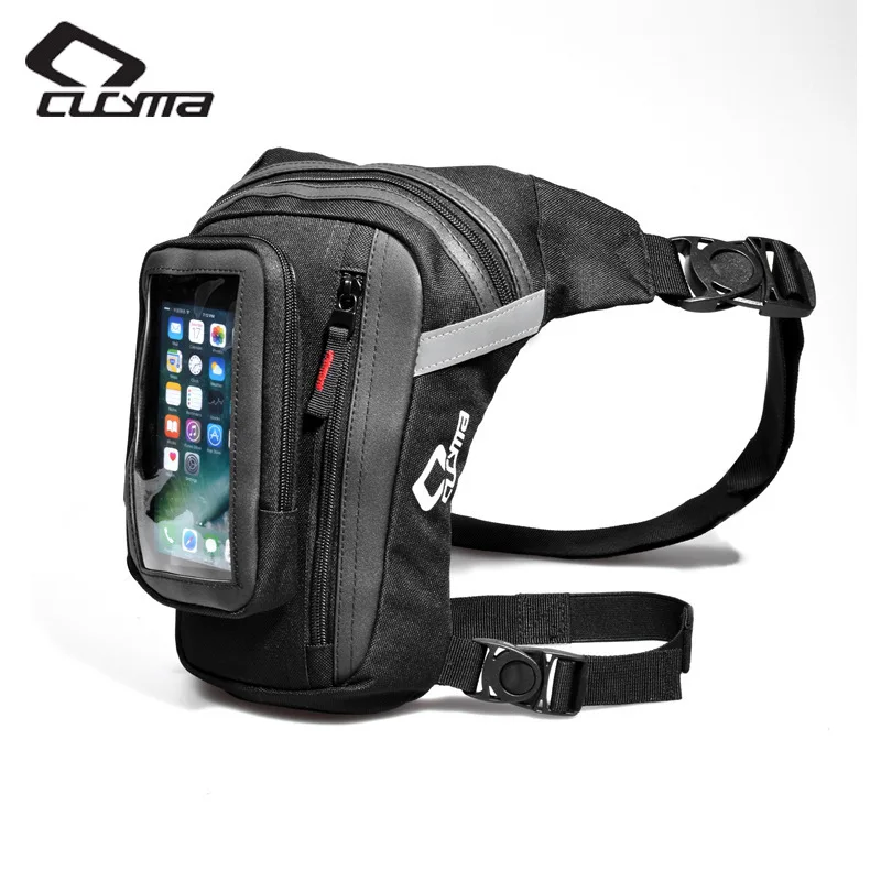 Motorcycle Leg Bag Water Resistant Waist Thigh Pouch with Touchscreen Phone Holder Adjustable Straps for Men Women