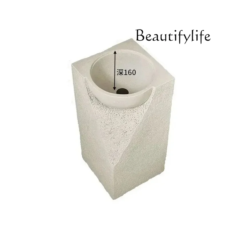 Minimalist High Quality Creative Pedestal Basin Floor-Standing Integrated Art Sink Stone Modern Wash up Sink