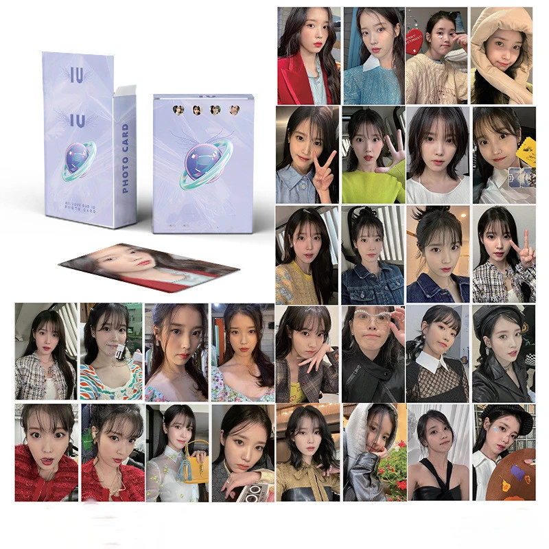 IU Lee Ji Eun álbum Lomo Card, colección de regalos para niñas, tarjeta de fotos holográficas finas, tarjeta pequeña impresa, nuevo KPOP, 55