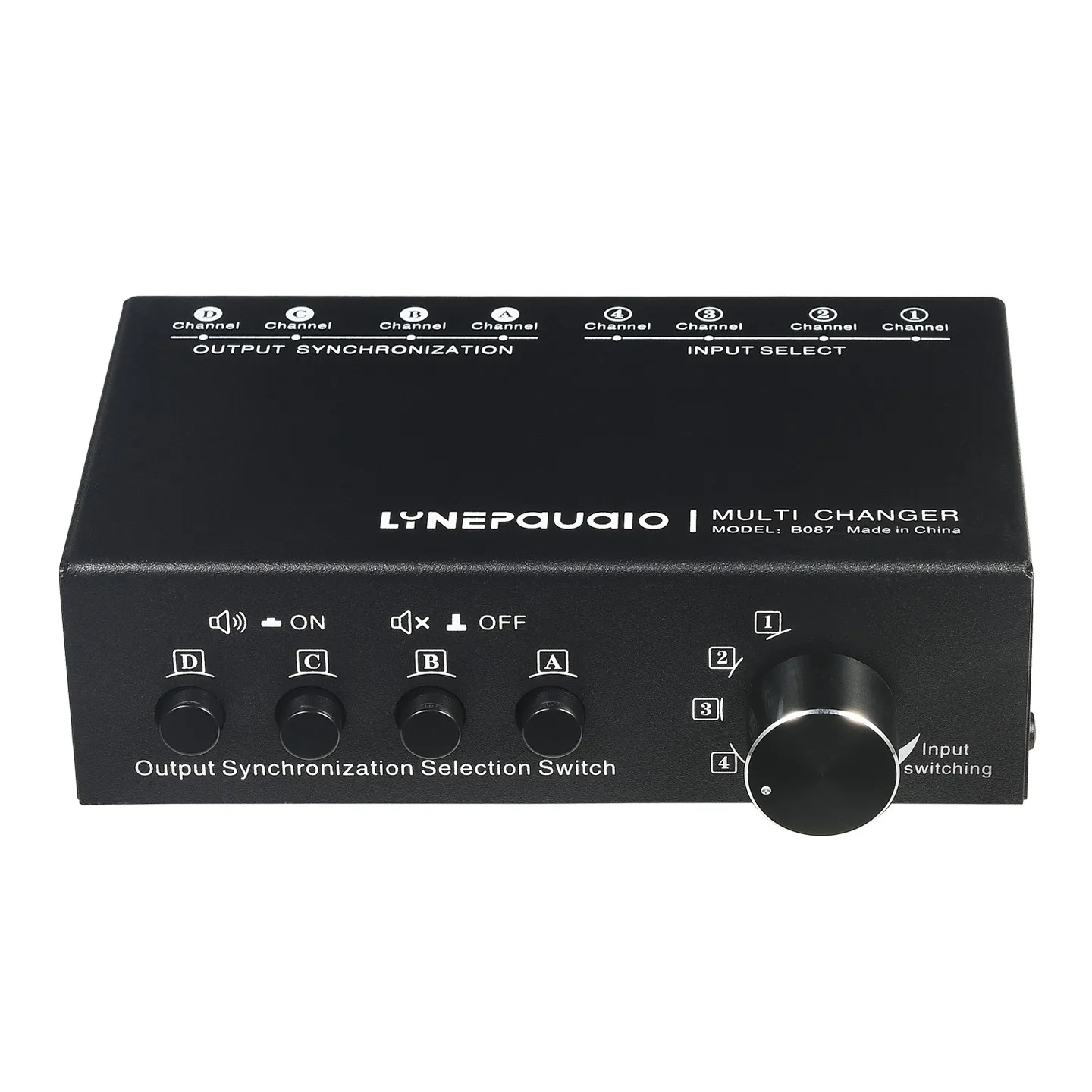 Wishcolor LYNEPAUAIO B087 4 In 4 Out RCA Audio Switcher Headphone Speaker Selector Synchronized Output
