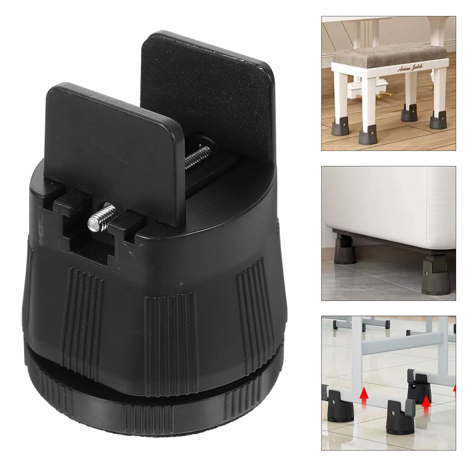 

2 Pcs Heightening Pads 6-8cm Black Furniture Risers Non Slip Leveling Feet for Tables Beds Chairs Sofas Stability Support