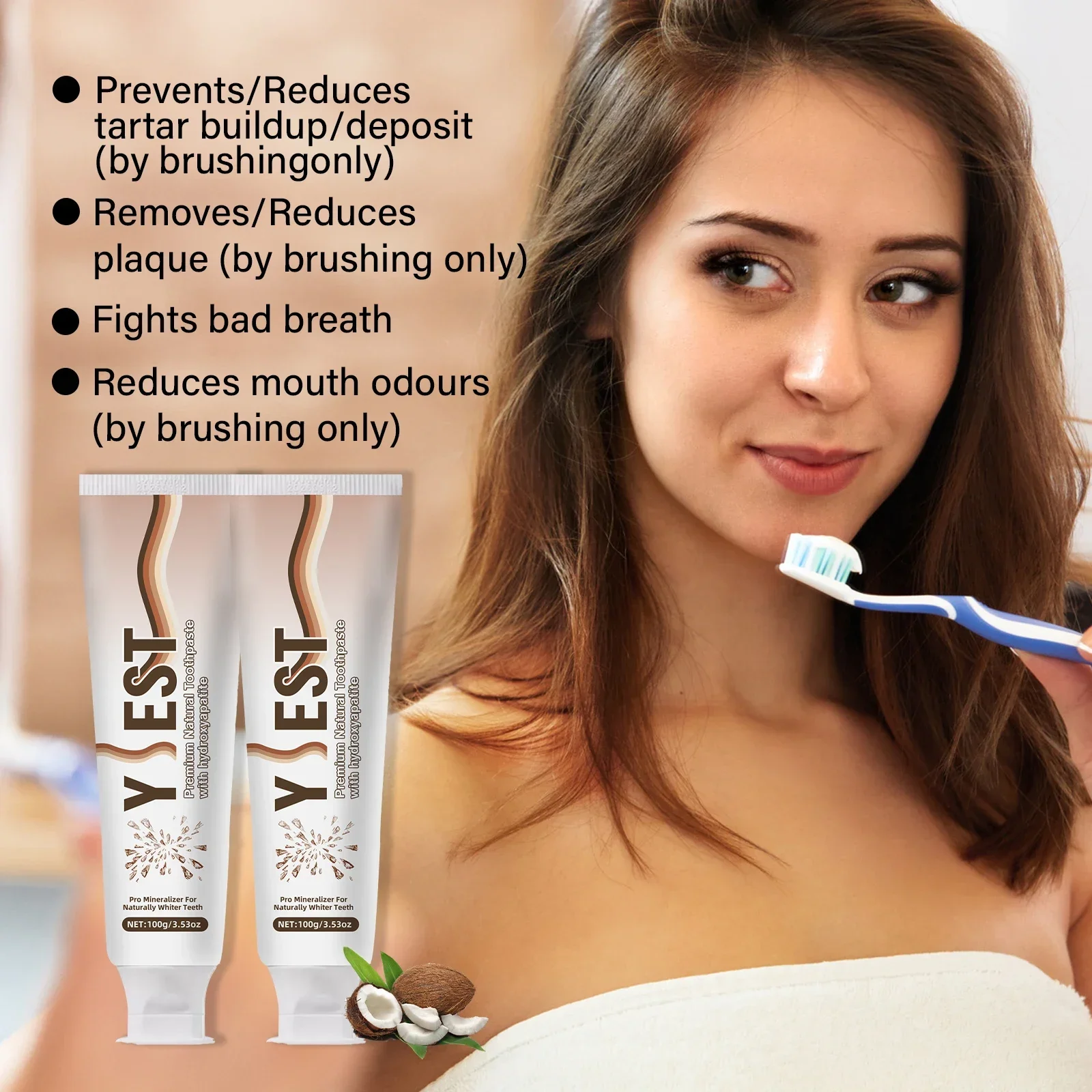 100 جرام معجون أسنان نانو هيدروكسياباتيت زيت جوز الهند لإزالة رائحة الفم الكريهة وإزالة البقع معجون أسنان طبيعي نفس منعش #2