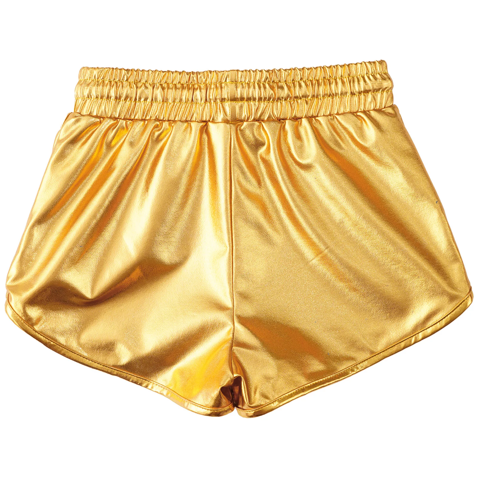 Kids Girls Metallic Shiny Jazz Dance Shorts Drawstring Elastic Waistband Hot Pants Bottoms School Party Cheerleading Costume