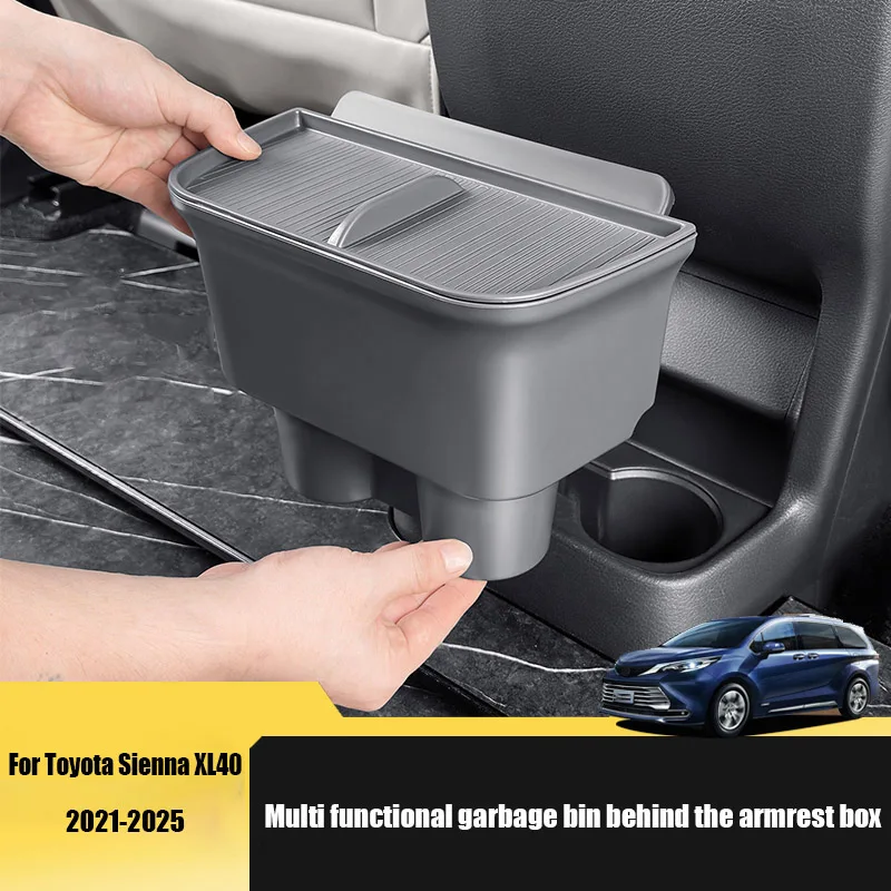For Toyota Sienna XL40 2021 2023 2024 2025 Multi functional garbage bin behind the armrest box vehicle mounted garbage bin