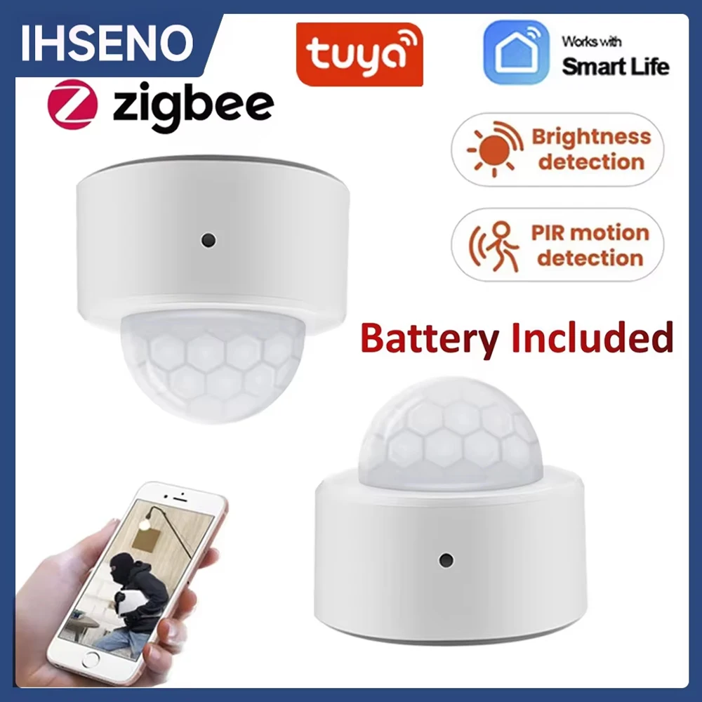 

Tuya Zigbee Motion Sensor 2 in 1 Human Presence Sensor + Bright Lux Light Sensor Smart Home PIR Detector Zigbee Hub Required