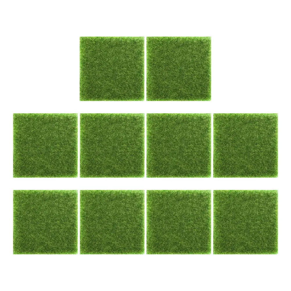 

10 шт. квадратных искусственных газонных ковриков из полипропилена, реалистичный искусственный газон для самостоятельного декора интерьера и экстерьера, для гостиной, сада, патио, балкона, свадьбы