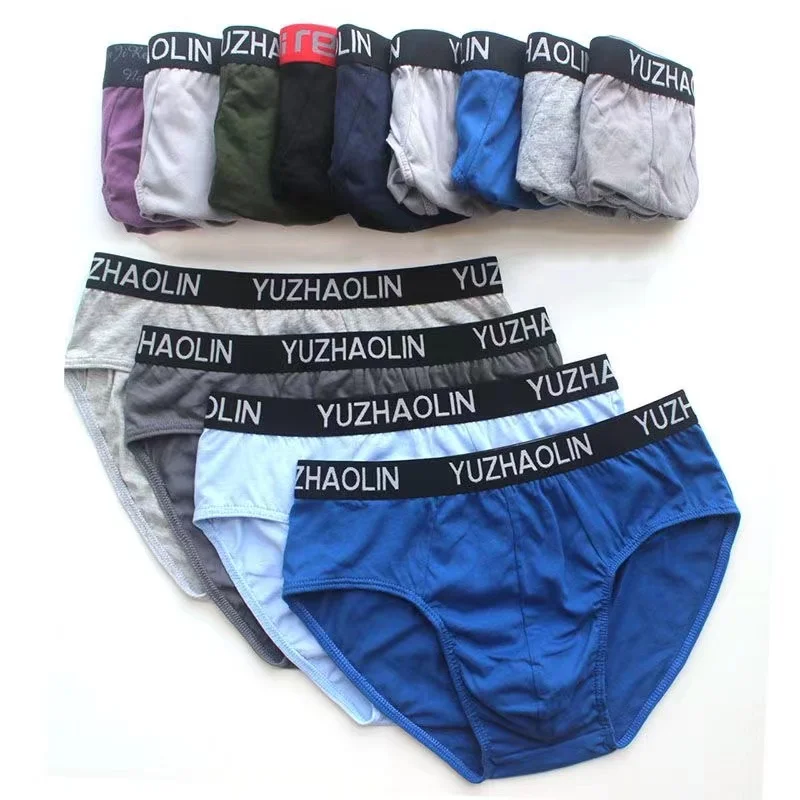 Pure Cotton Triangle Men's Underwear With Letter Tendons Youth Cotton Waist Fashionable and Loose Fitting Men's Underwear