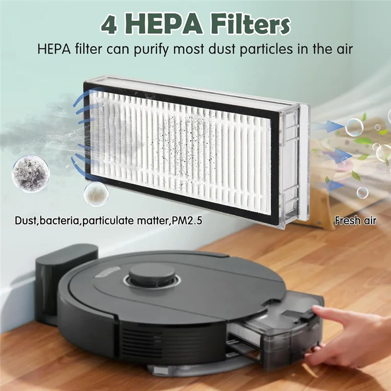 لماذا-ملحقات للمكنسة الكهربائية Roborock Q5 Pro/Q5 Pro+/Q8 Max+/Q8 Max، والفرش الرئيسية، ومرشحات HEPA، والمناديل الجانبية، والفرش