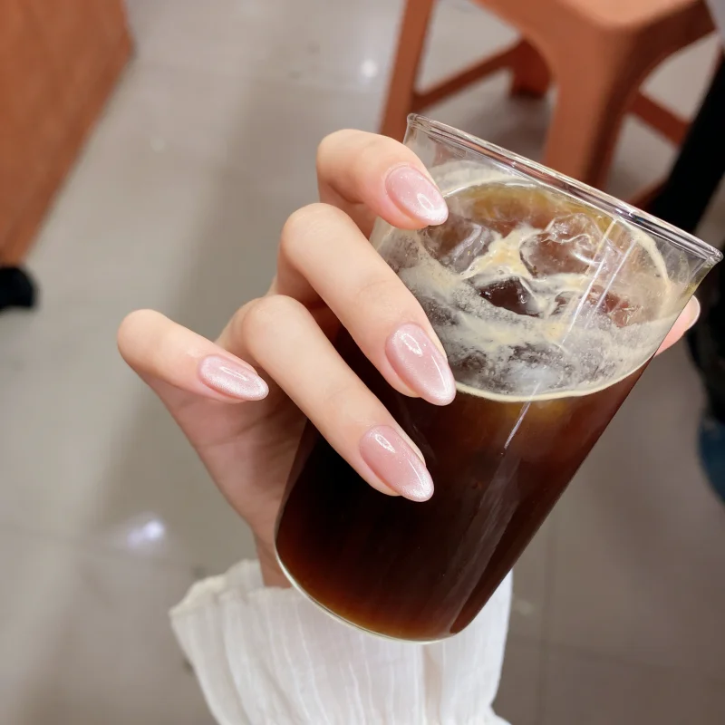 

10Pc Handmade Nails in Soft Almond Shape with Cat Eye Shimmer Finish Press-On Nail Tips Perfect for Gifting to Women and Friend