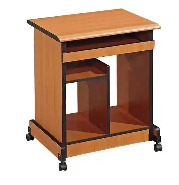 

Modern Design Movable Wooden Computer Writing Desk with Storage Shelves Wheels for Office or Home Use School Furniture