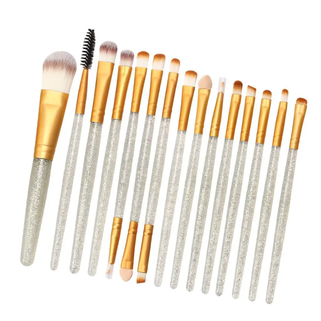 Makeup Brush Set 15 in 1 Premium Nylon Fiber Facial and Eyeshadow Brushes for Women Beauty Tools