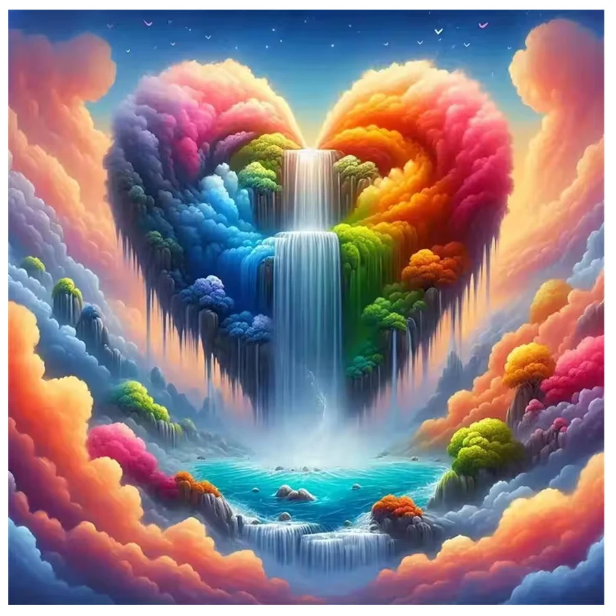 

Водопад Алмазная мозаика Абстрактный пейзаж DIY Красочный пейзаж Картина Горный хрусталь Алмазная картина Любовь Сердце Облако Настенный декор