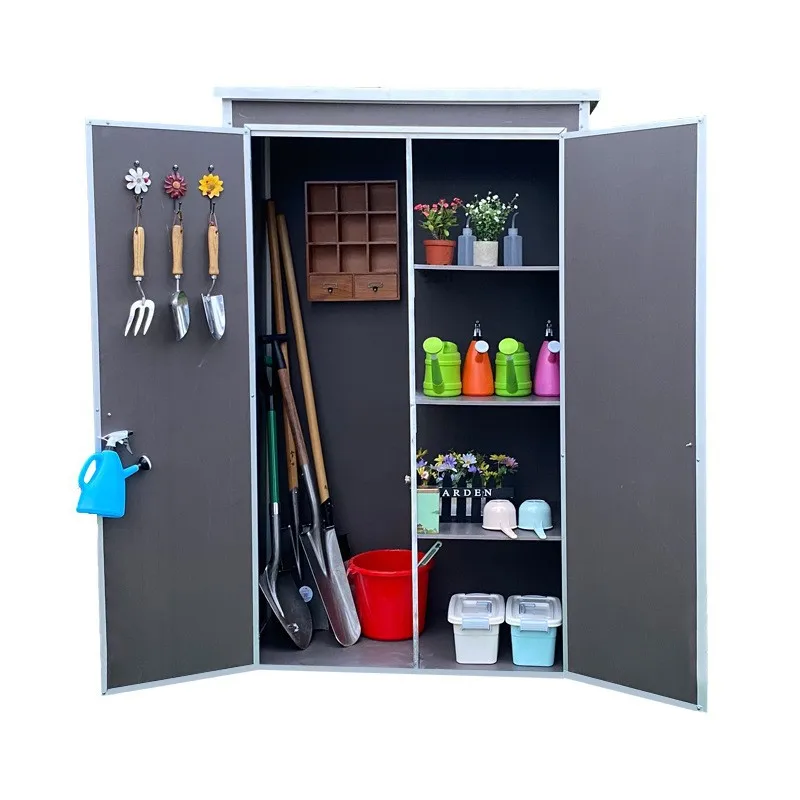 

Мини-открытый садовый инструментальный зал с плоской крышей, простой уличный дом для хранения двора, сборный пластиковый мобильный дом