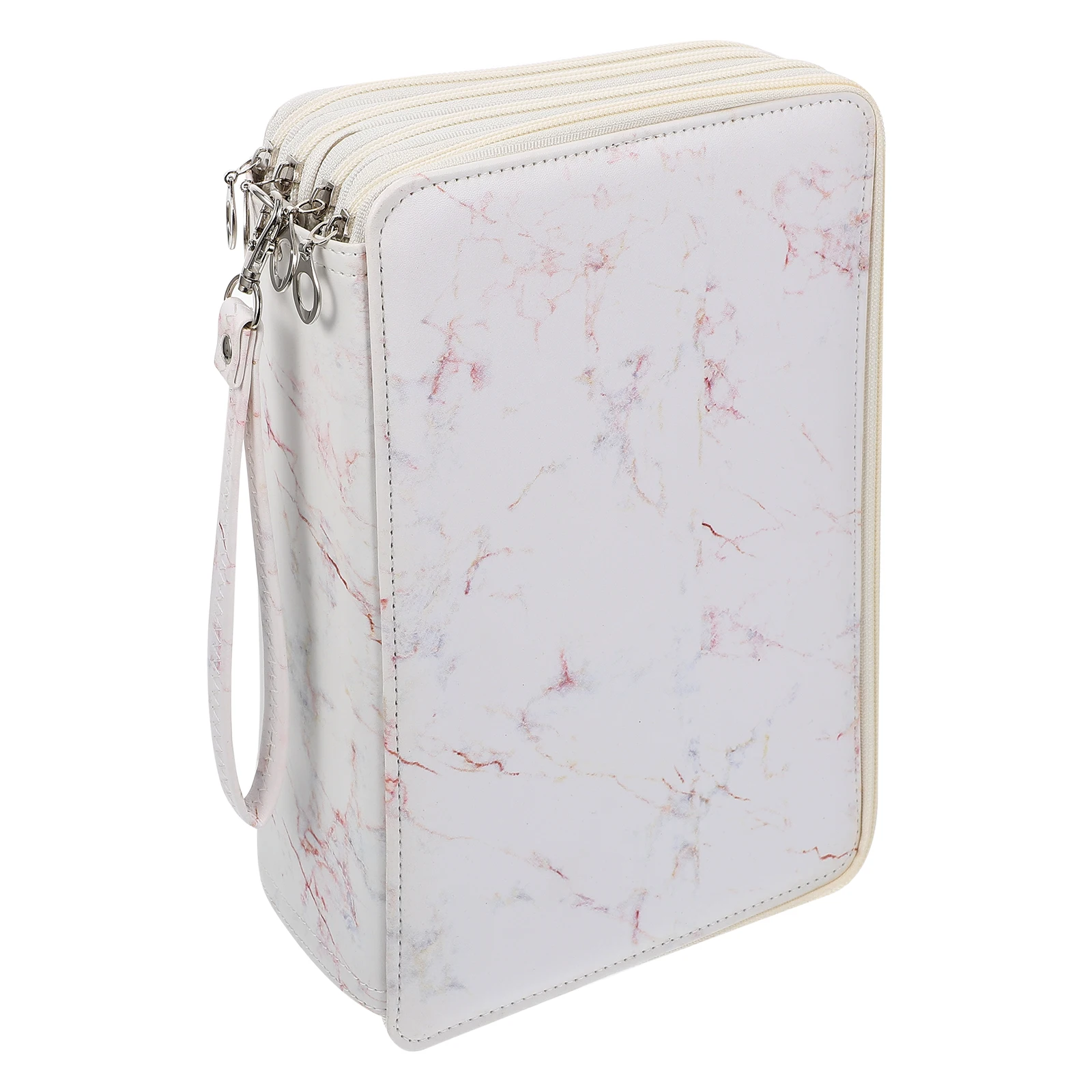 

216 Hole Pencil Case Large Capacity Drawing Stationery Bag Storage Pencils Pen Pouch PU Material Zipper Design Elastic Tape