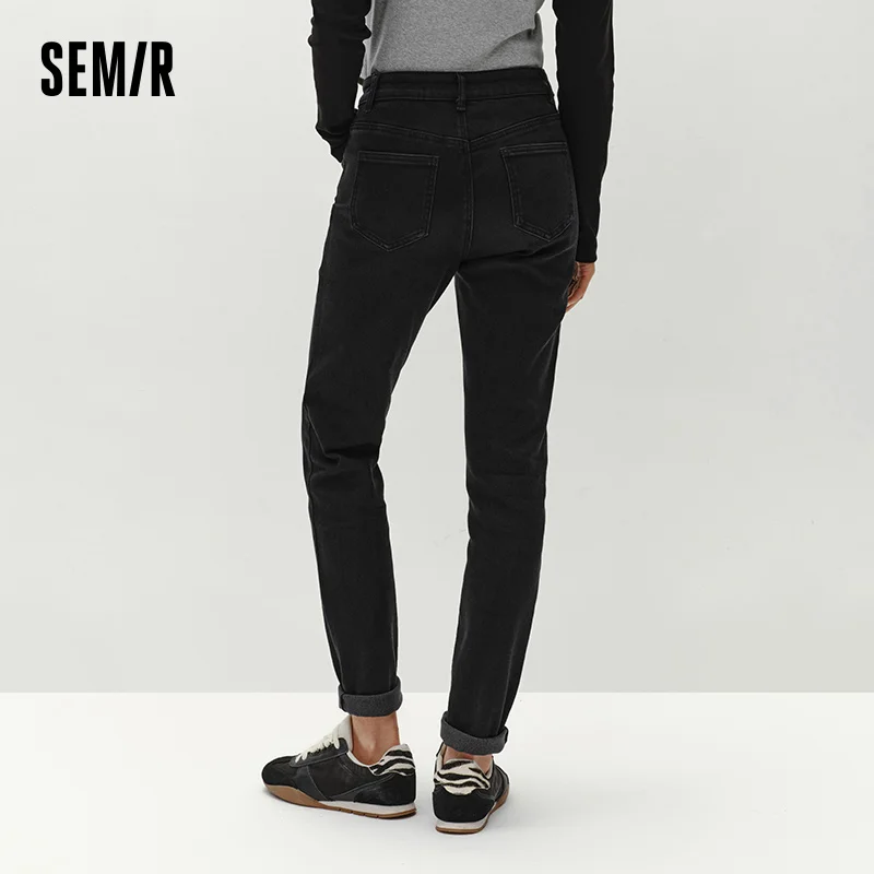 Semir الجينز النساء الشتاء سليم صوف مبطن بناطيل ضيقة سليم المناسب مريحة الكورية عادية العصرية السراويل الطويلة ملابس نسائية