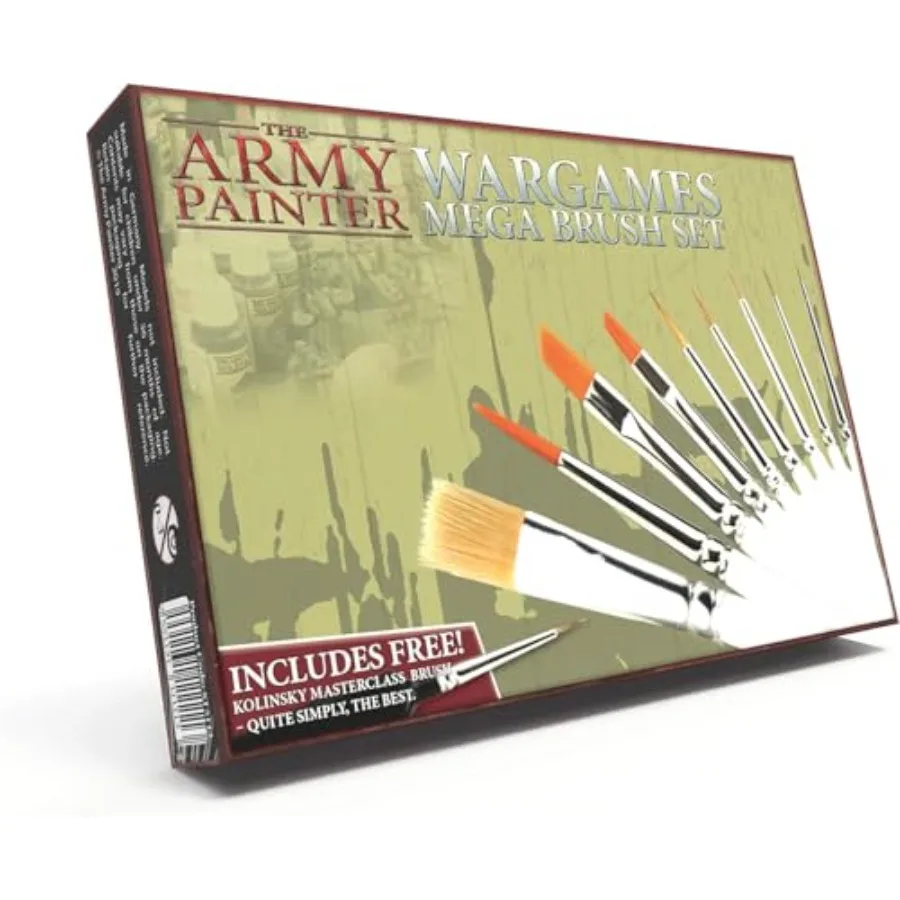 

Wargames Mega Brush Set 10 Miniature Paint Brushes Incl. Free Masterclass Kolinsky Sable Hair and Detail Paint Brush with Fine