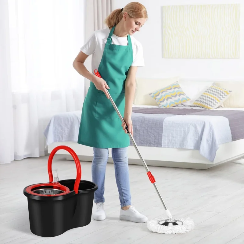 Twisting Rotating Mop Round Spin Mop Set With Bucket Quick Dry Wash Mop Lantai Mop Spinner Cleaning Tools Spin Mop
