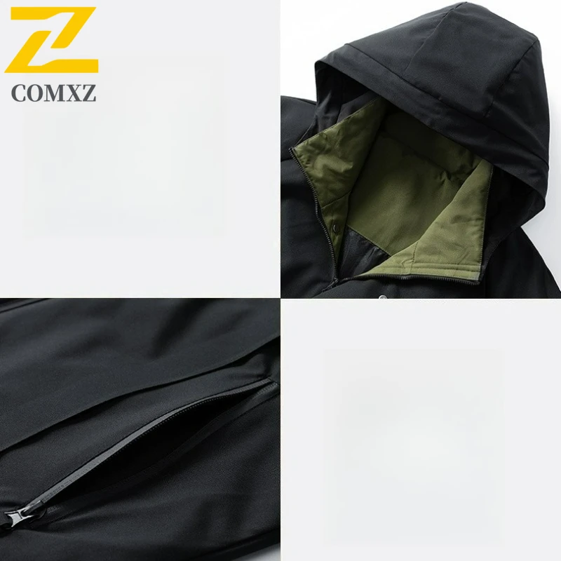 Gorpcore Work Waterproof Jacket Men's New Autumn Casual Zipper Pocket Hooded Windbreaker Travel Mountaineering Durable Rush Coat