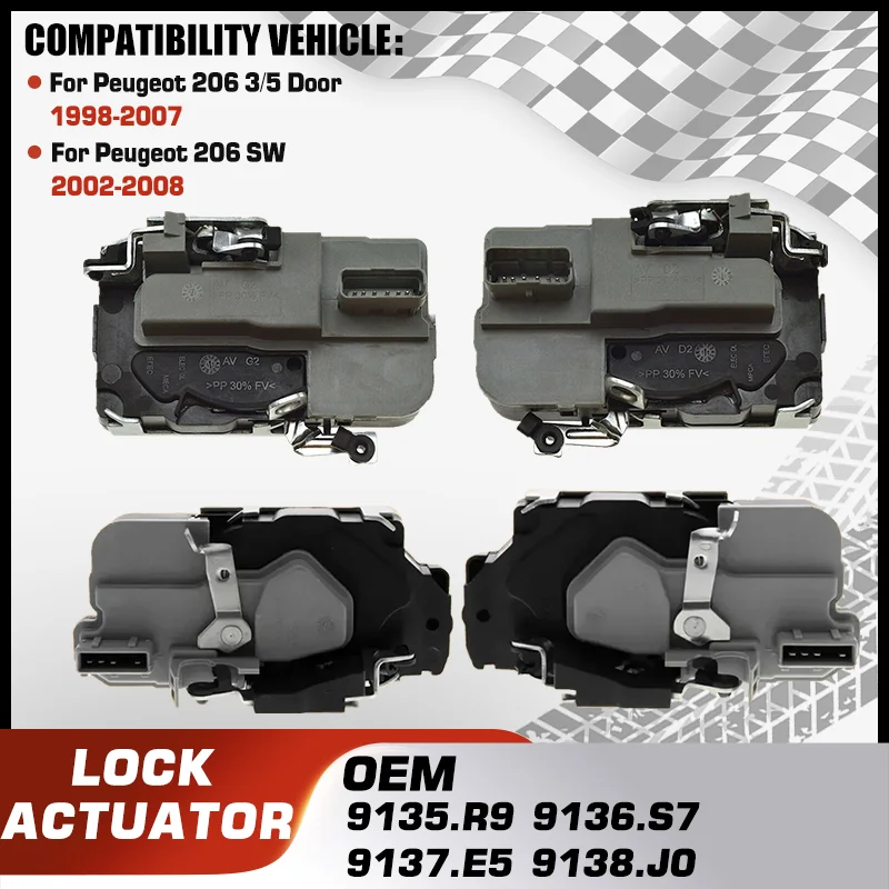 

Central Door Lock Actuator Latch Module Motor Mechanism For Peugeot 206 3/5 Door Peugeot 206 SW 9135.R9 9136.S7 9137.E5 9138.J0