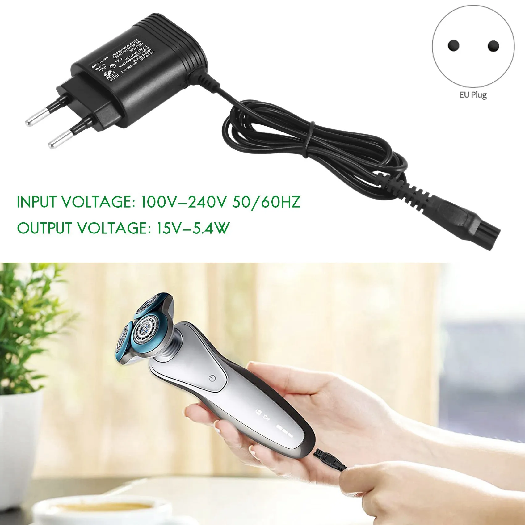 15V HQ8505 for Philips OneBlade QP6520 QP6510 Shaver Razor Charger Power Supply Adapter Cord EU PlugABGI