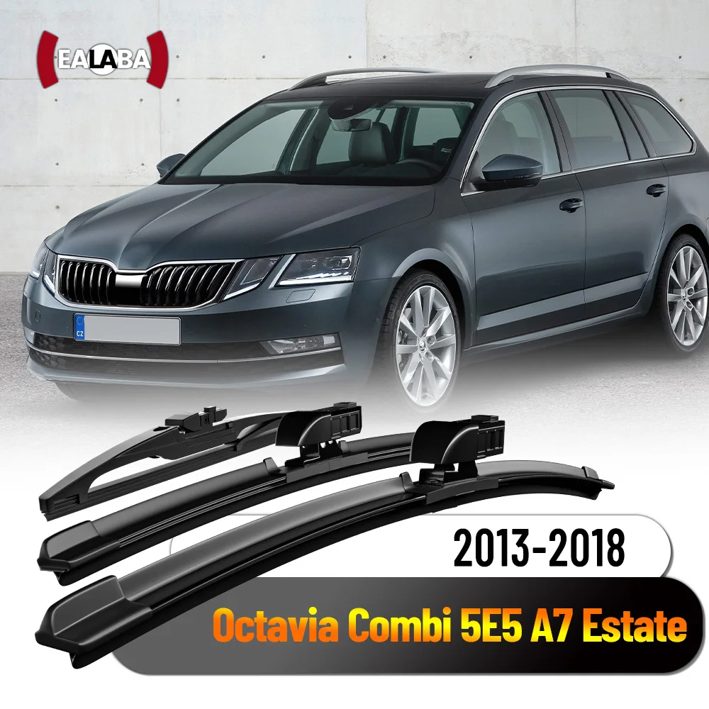 For Skoda Octavia Combi 5E5 A7 Estate 2013-2018 1set Front & Rear Wiper Blades 2016 2017 2018 Windshield Accessories 24