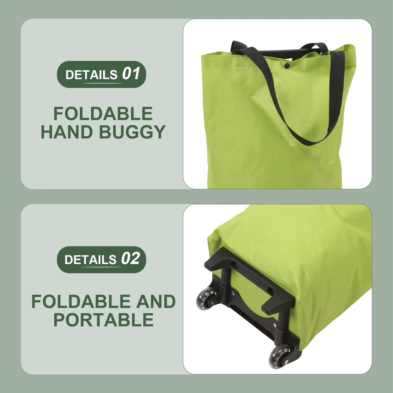 

Portable Shopping Shopping Bag With Wheel Bag Foldable Cart with Wheels Reusable Large Grocery Pouch for Home Storage