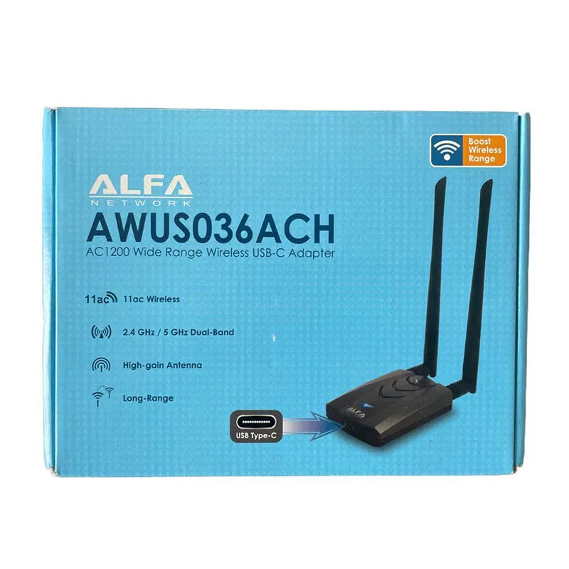 Alfa AWUS036ACH Long-Range USB 3.0 WiFi Adapter with RTL8812AU Chipset for Kali Linux, Pentesting & Monitor Mode
