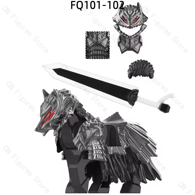 Guts FQ101 FQ102 personnages d'anime japonais populaires cheval Berserk mini figurines modèles blocs dessin animé MOC briques ensemble cadeaux jouets